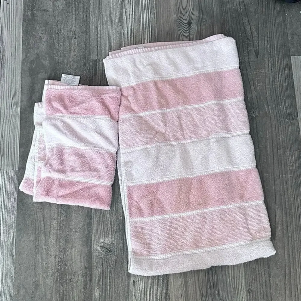 caro home pink striped towel set